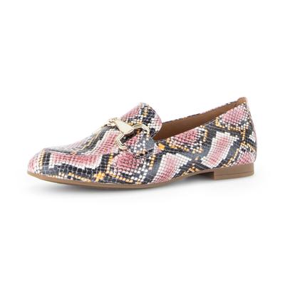 Slipper GABOR, Damen, Gr. 42, bunt (rosé kombiniert), Kalbsleder, Schuhe Slipper, Blockabsatz, Businessschuh mit goldfarbenem Schmuck-Zierriegel