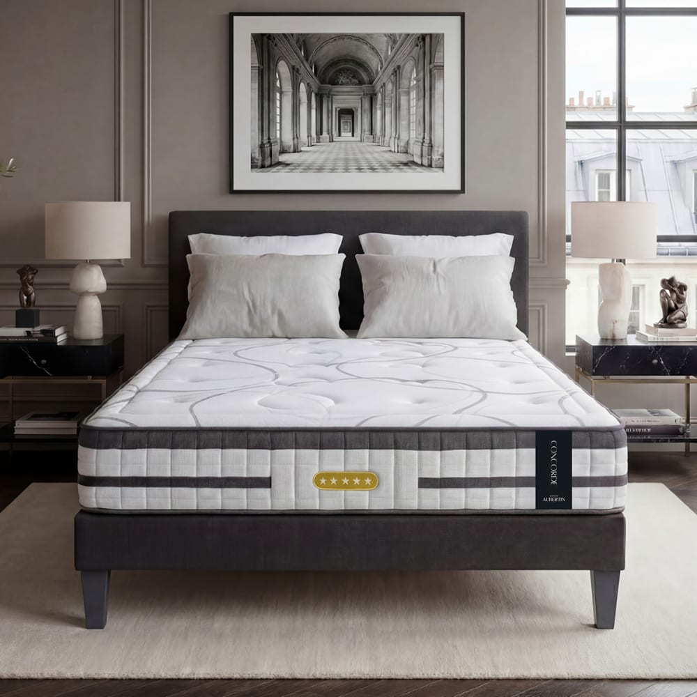 Maison Aubertin Matelas ressorts mémoire h26 200x200 Blanc 200x26x200cm