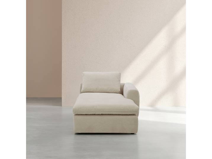 HABITAT - Méridienne d'angle droit en tissu - Beige meringue - Ameria