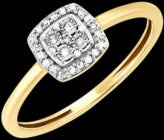 Edenly Ring Origine - Quadratisches Funkeln - 18 Karat WeiÃŸ- und Gelbgold und