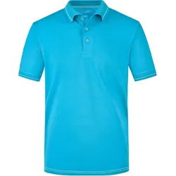 Elastic Polo-Shirt "JN569" - XXL - aqua/white