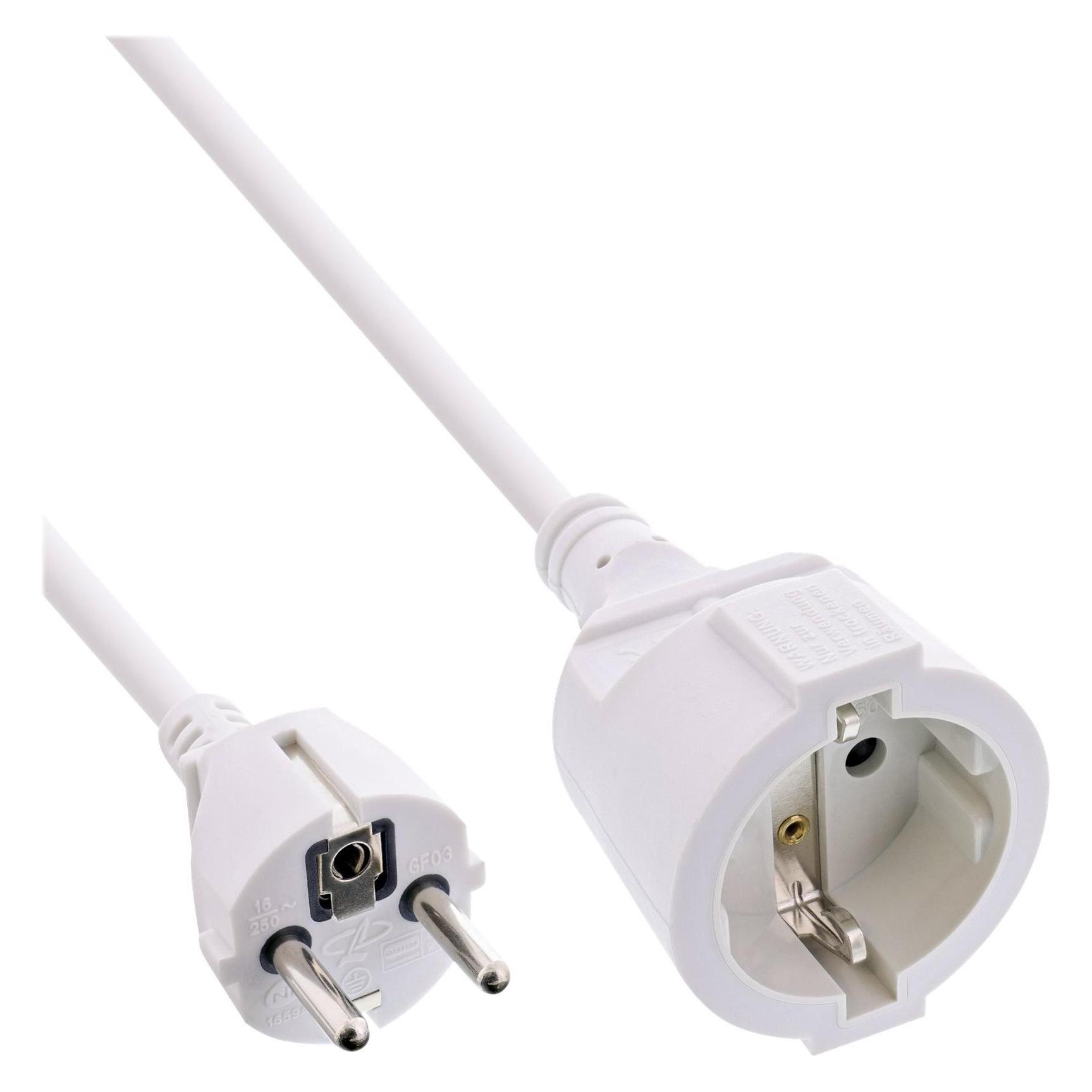 InLine Strom-Verlängerung Schutzkontakt Stecker / Buchse, weiss, 15m (15 m, CEE 7/7) (16410C)