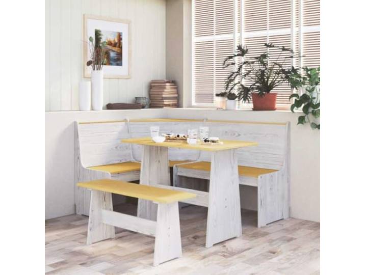 LPERTGFHU Eckbank Reine Sitzbank Massivholz Kiefer Honigbraun Weiß 151 cm Platzsparendes Design, Robuste Holzverarbeitung, Vielseitig montierbar