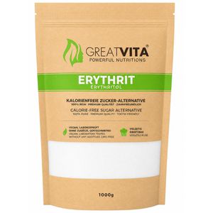 GreatVita Zucker Erythrit, weißer Zucker, lose, Zuckerersatz, 1 kg