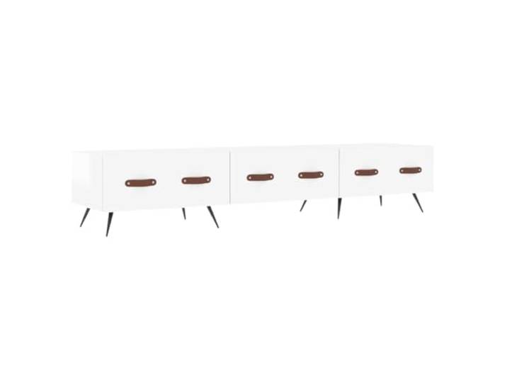 Roanoer TV-Schrank Hochglanz-Weiß 150x36x30 cm Lowboard TV-Board Praktisches TV-Möbel mit 3 Schubladen und stabilen Eisenbeinen für Wohnzimmer und Schlafzimmer.