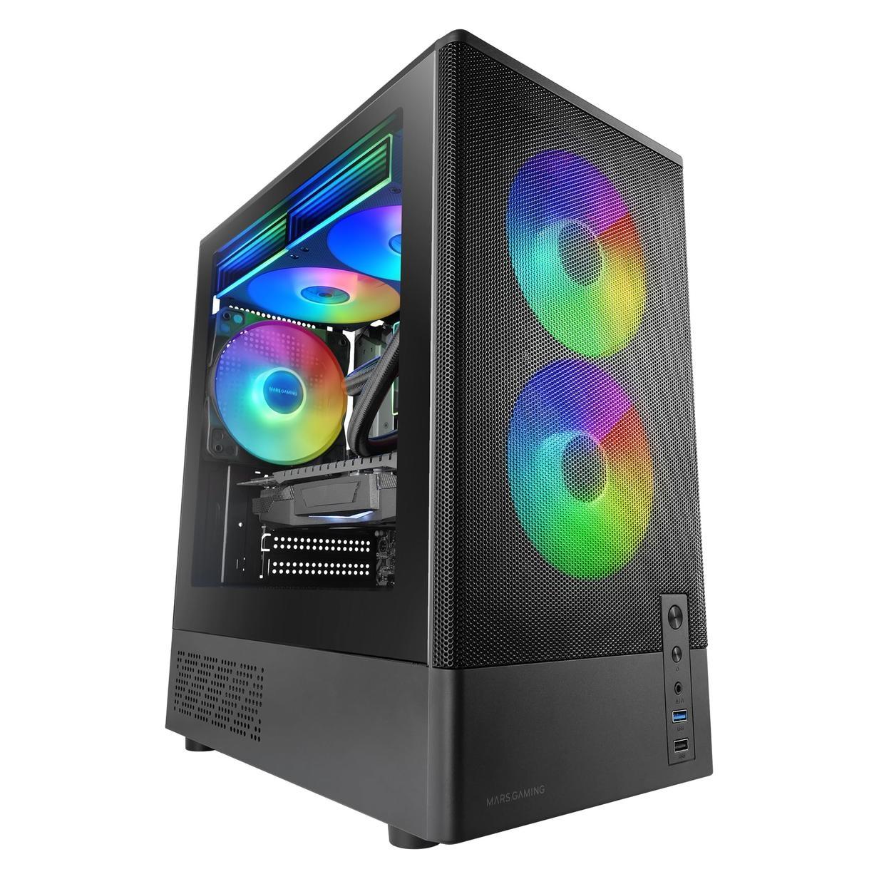 Mars Gaming "Boitier Mini Tour Micro ATX MC-Onyx avec panneaux vitrés (Noir)" (mATX, Mini-ITX) (TACMARS-ONYX)