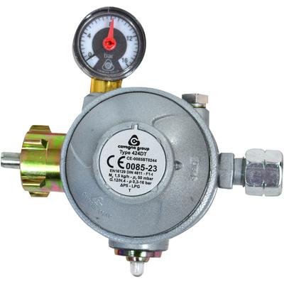 FIREFIX Gasdruckregler "FIREFIX GHDR Gasdruckregler 50 mbar 2-stufig", silber, B:10,5cm H:8cm T:8cm, Gasdruckregler, Druckminderer für Propan/Butan Gasfla. - Innenräume, Gasheizer, -grill