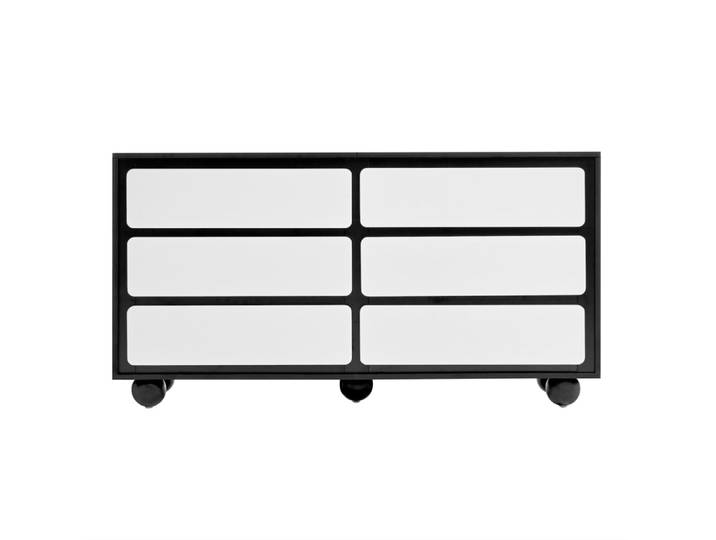 Commode en panneau de particules blanc et noir 140x38x74,5 cm