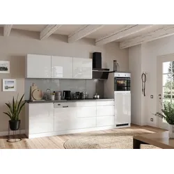 Küchenzeile Monza ohne Geräte ca. 300 cm Weiß/Grau + Spüle