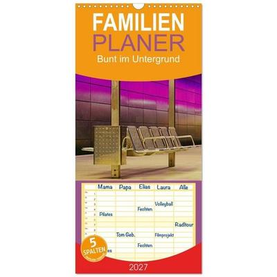 Familienplaner 2027 - Bunt im Untergrund mit 5 Spalten (Wandkalender, 21 x 45 cm) CALVENDO