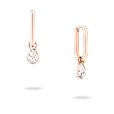 Paar Creolen ECHTZEIT "Schmuck Geschenk Edelstahl Ohrringe Like Diamonds Tropfen", rosa (roségoldfarben, kristallweiß, kristallweiß), Ohrringe, Damen, Edelstahl, mit Zirkonia (synth.) - Einhänger abnehmbar