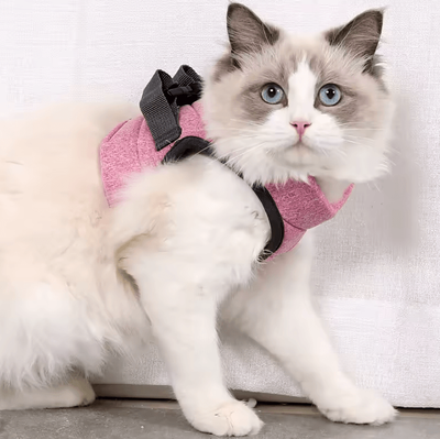 Inspire Curations AirFit Adjustable Anti Escape Cat Harness & Leash Set pink l