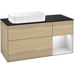 Villeroy & Boch Waschbeckenunterschrank Finion F28, Eckig Oak Veneer, 1200x603x501mm, mit Beleuchtung und SoftClosing