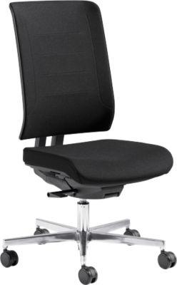 Schäfer Shop Genius Bürostuhl SSI PROLINE PREMIUM P2+, teilautomatische 3D-Synchronmechanik, ohne Armlehnen, Polster-Rückenlehne, schwarz/alusilber