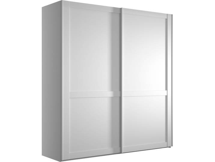 Schwebetürenschrank WIEMANN Göteborg , weiß, B:197,3cm H:220cm T:67cm, Holzwerkstoff, Schränke, Schwebetürenschrank, Querriegel und Griffleisten im Korpusfarbton