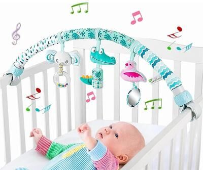 Uplifted Finds Baby Toy Toddler Hanging Bell Newborn Stroller Play Arch Bed Toys For Babies 0 12 Months sky