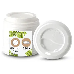 BIOZOYG 250 Stück Becherdeckel Coffee-to-go Deckel Kunststoffdeckel für Einwegbecher stapelbar recycelbar mit Trinköffnung lebensmittelecht