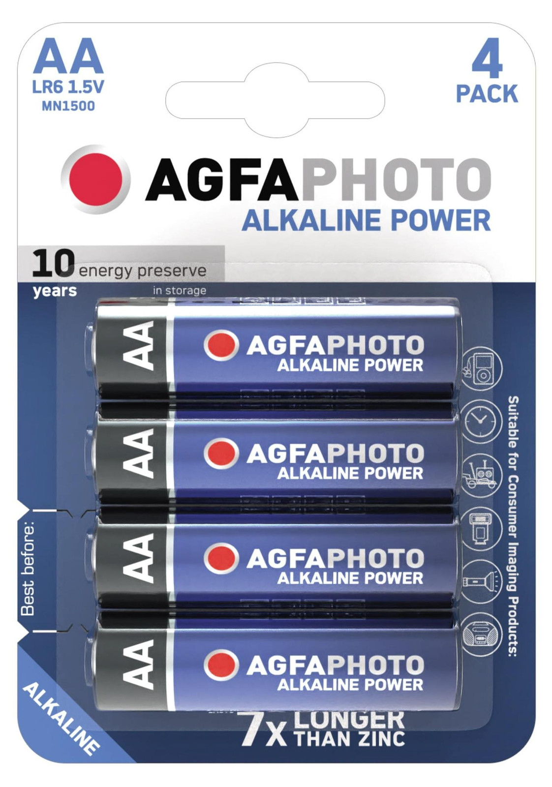 AgfaPhoto Alkaline Power Mignon AA LR06 1,5V verpakking van 4 stuks