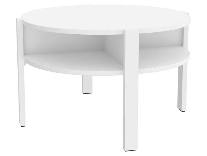 Couchtisch - Ø 75 cm - Weiß matt - mit zusätzlichen Ablageflächen
