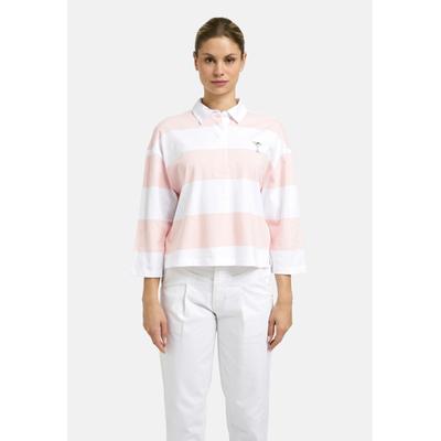 Poloshirt SMITH & SOUL, Damen, Gr. M, rosa (rose powder), Single Jersey, Material: 100% Baumwolle, gerade kurz, hoch geschlossener Ausschnitt, angeschnitten gerader Abschluss, Shirts, mit überschnittener Schulter