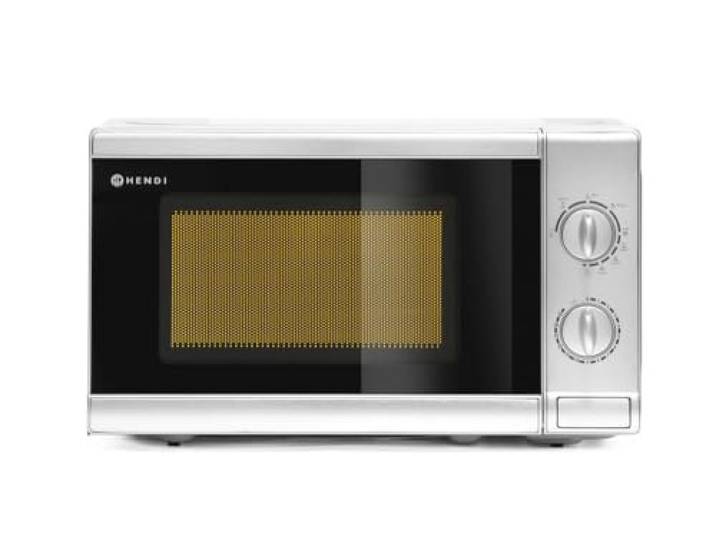 HENDI Mikrowelle mit Grill, Mikrowelle 700W, Grill 1000W, Drehteller ø255mm, mit 2 Reglern separat einstellbar, Eingangsleistung 1050W, 20L, 230V, 440x330(H)359mm, Kammer 304x306x(H)206mm, Edelstahl