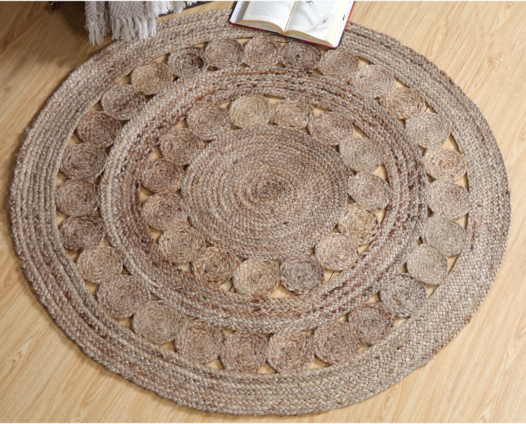 Bloomsbury Market Round Gunesh Hand Woven Area Rug Beige Round 120cm