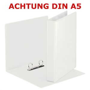 Esselte Präsentationsringbuch 46571, A5, 2 Ringe, Ø 25mm, aus PP, weiß, 2 Außentaschen