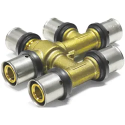 Sanpro Pressfitting kreuzungsfreies T-Stück TH Kontur, Größe 20x2 - Abgang 20x2 - 20x2