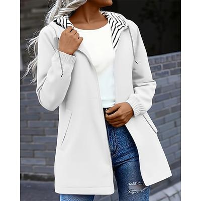 Damen Trenchcoat Wasserdichte Regenjacken Regenmäntel Wasserdicht Winddicht Reißverschluss Tasche Mode Outdoor Einfach Ausgehen Wochenende Reisverschluss Regulär Mit Kapuze Normale Passform Langarm