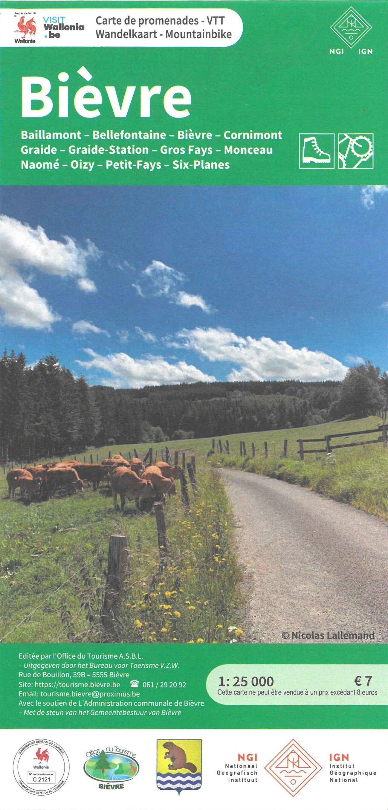 IGN Belgique Carte de randonnée - Bièvre (Belgique)   NGI