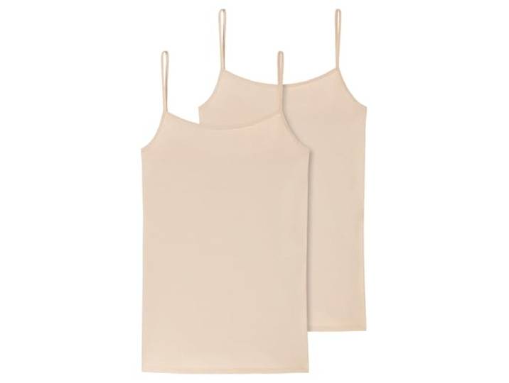 Schiesser Damen 2 PACK Spaghetti Top Unterhemd Bio Baumwolle - 95/5 Organic