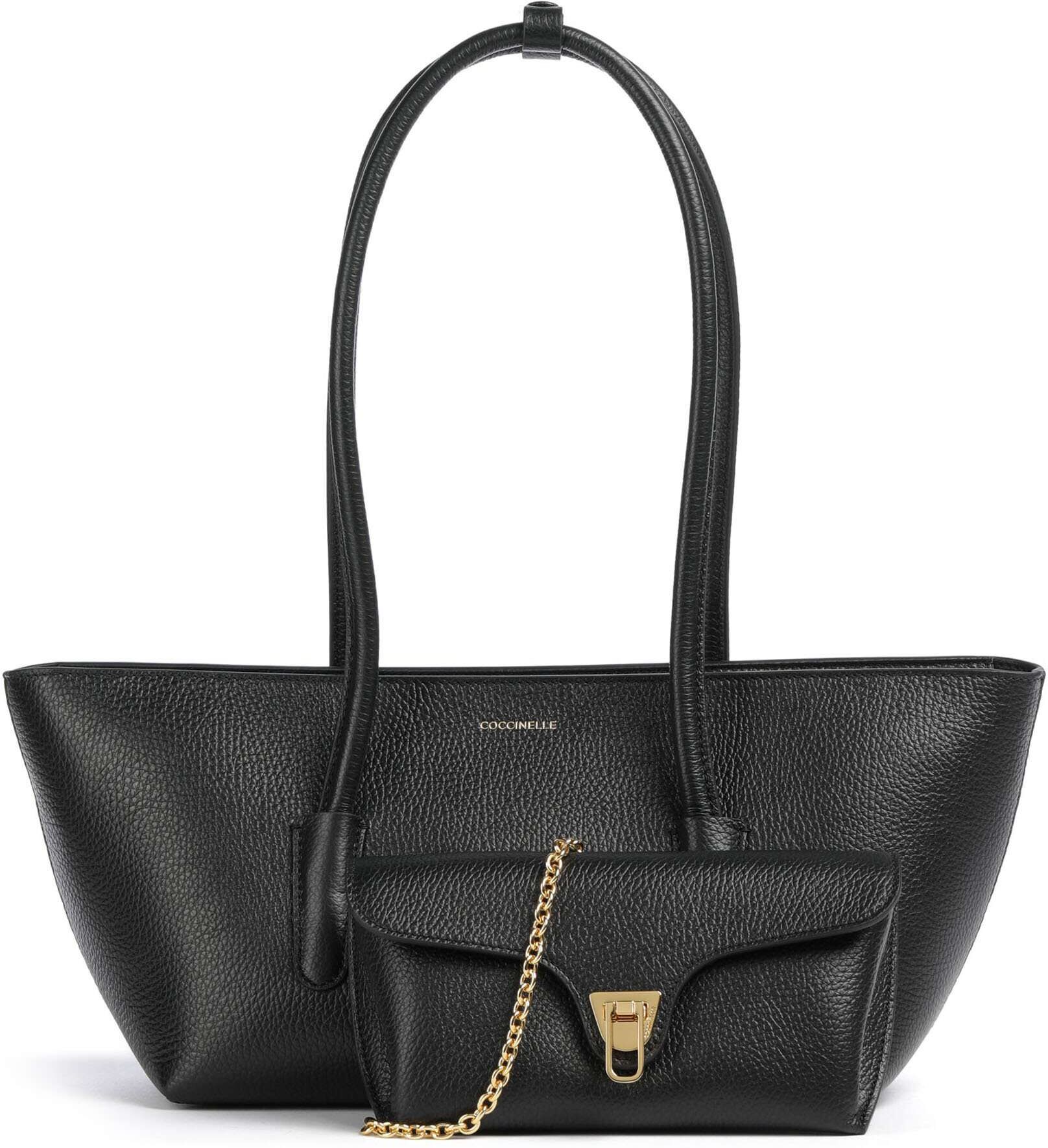 Coccinelle Beat Double Schultertasche aus Leder, schwarz