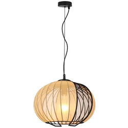 Pendelleuchte Hängeleuchte Wohnzimmerlampe Deckenlampe Beige Textil H 150 cm