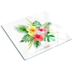 GLASPLATTE 60x52 cm Hawaiianische Blumen