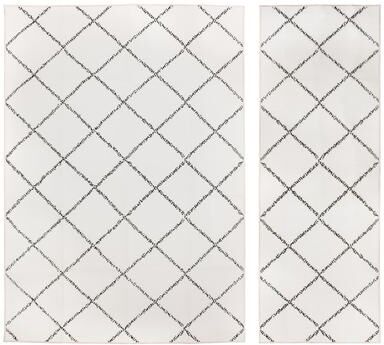 "My Magic Carpet Washable Rug 2 Piece Set - Morracan Diamond Ivory (2.5"" x 7"" & 5"" x 7"") - 2.5' x 7' & 5' x 7'"
