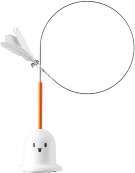 Inspire Picks Feather Bounce Interactive Cat Teaser Wand Detachable Bite Resistant Play Stick With Ball Toys For Kittens white