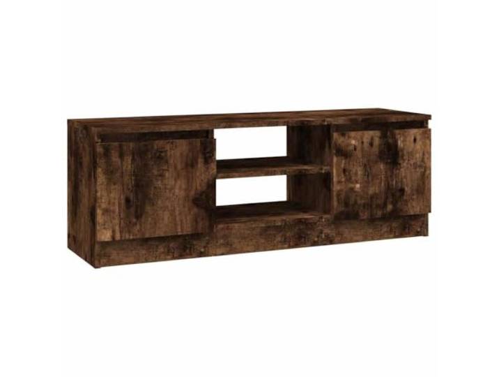KUPTYERFG TV-Schrank mit Tür Räuchereiche Holzwerkstoff 102x30x36 cm Kompakter Lowboard-Fernsehtisch für Wohnzimmer oder Schlafzimmer mit 2 offenen Fächern und geschlossener Tür.