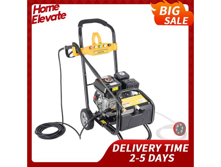 Nettoyeur haute pression à essence 2200 PSI avec tuyau et 5 modes de pulvérisation pour terrasse, pont, bateau, camping-car, véhicule, équipement agricole, nettoyage extérieur