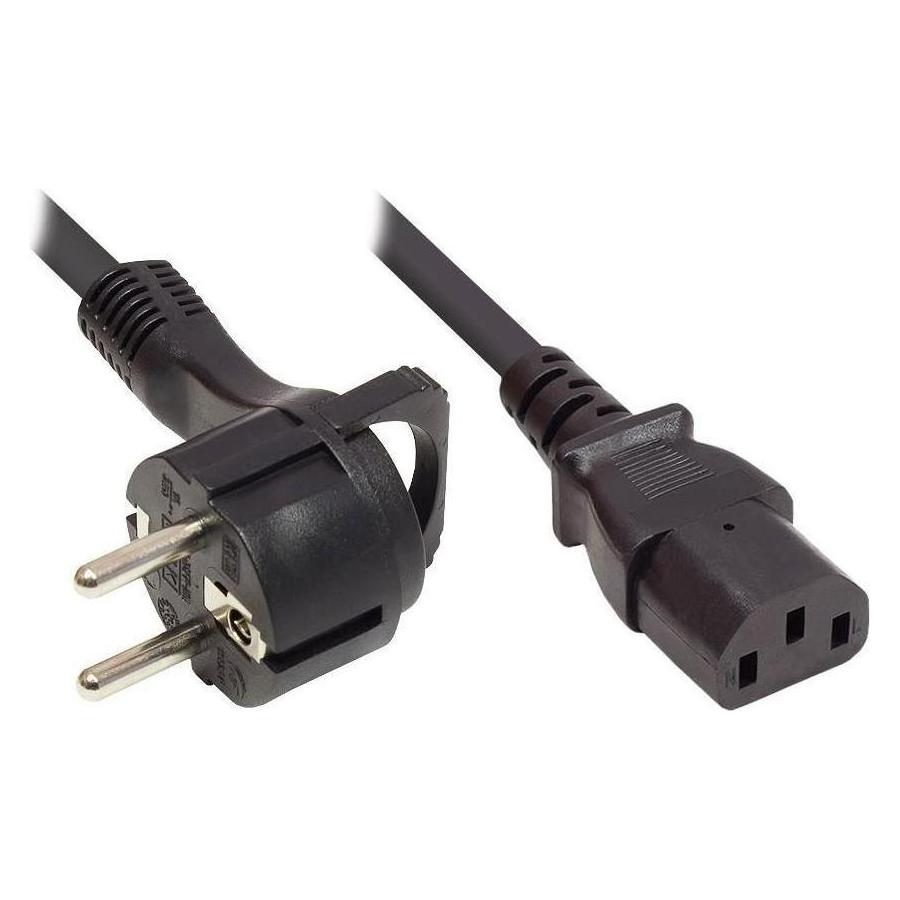 Varia Netzkabel Schutzkontakt-Flachstecker Typ EF (gewinkelt) an C13 (gerade), schwarz (5 m) (417266)