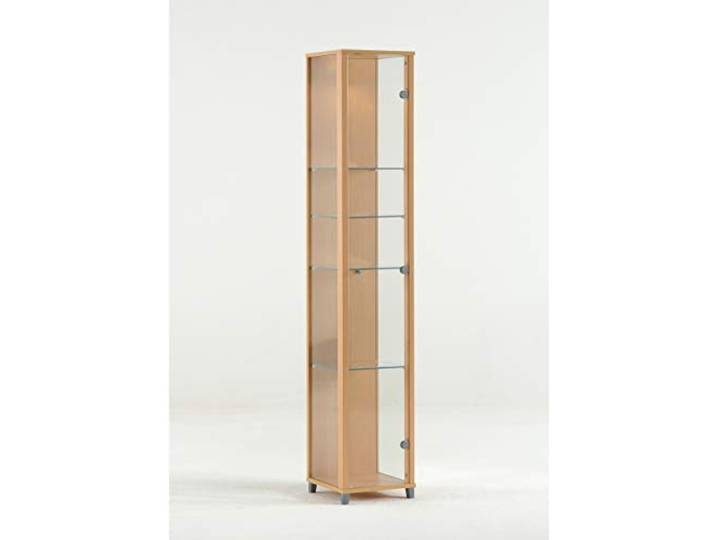 K-Möbel VR-Wohnwelten Glasvitrine (172x32x33cm) in Buche Dekor mit 4 Glasböden - Modellauto Vitrine - Vitrinenschrank Buche Dekor - Sammlervitrine - Wohnzimmerschrank Regal Wand Schrank