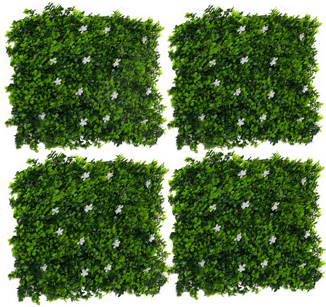 The Seasonal Aisle GreenBrokers Artificial Green Plant Wall Hedge with Yellow Leaf Foliage-UV Stable (Pack of 4) (1m x 1m) Green/White