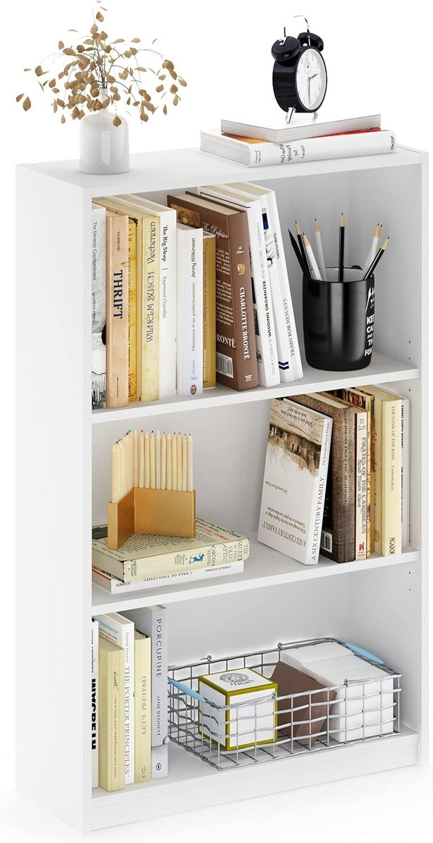 Witte open boekenkast met verstelbare planken