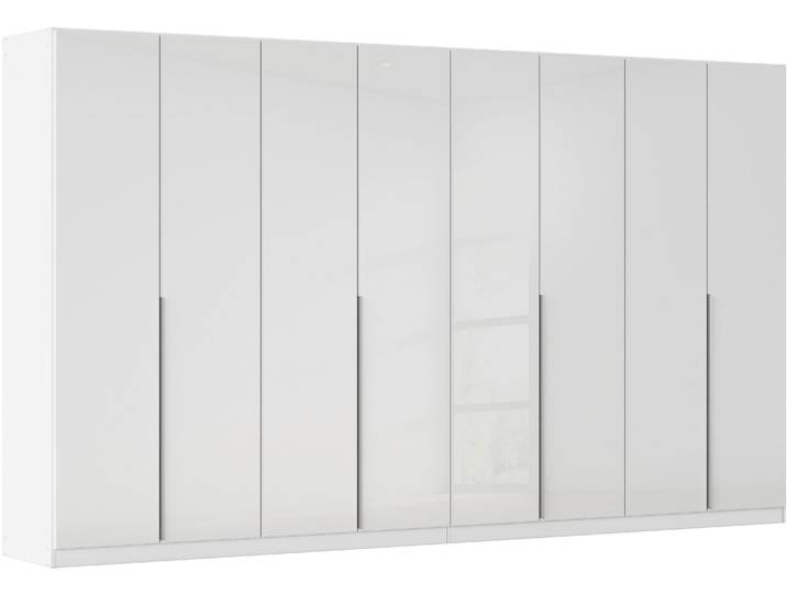 Drehtürenschrank, 360x229 cm, Holzwerkstoff, Alpinweiß/Glas Kristallweiß, Durchdachte Innenausstattung, Modern, Rauch