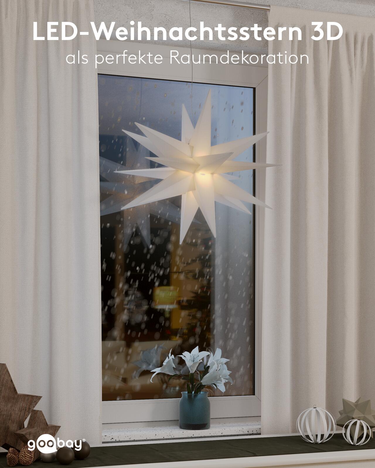 goobay Weihnachtssstern 3D, weiß 64788