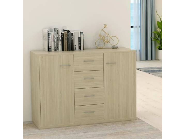 Buffet - MOTHINESSTO - LY0757 - Chêne sonoma - 4 tiroirs - 2 portes