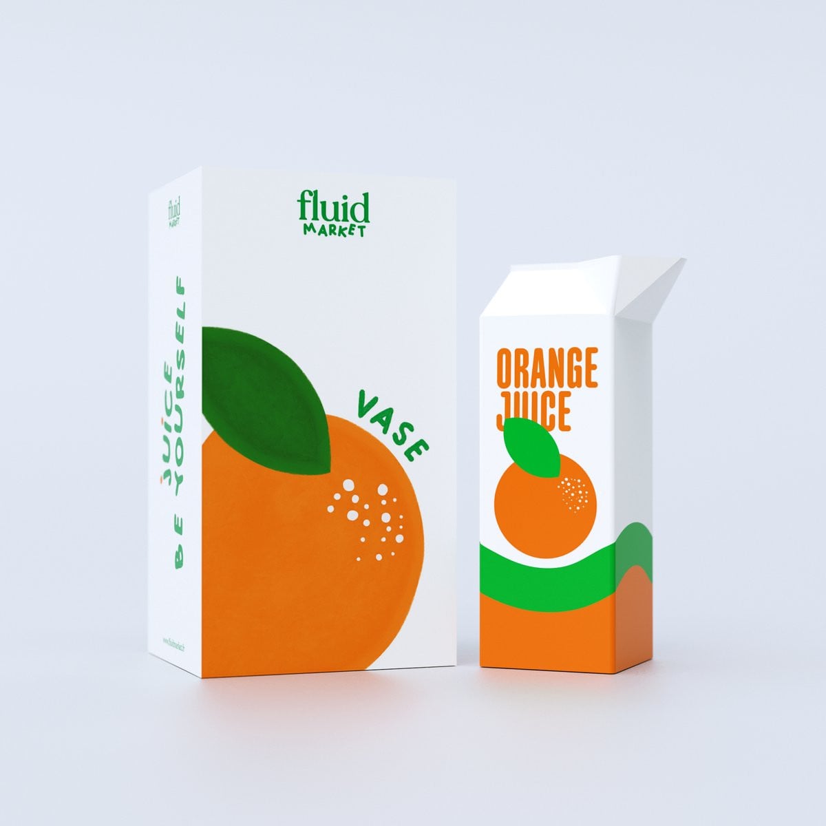 Fluid Market vaas Orange Juice Wit / Oranje B: 8 cm, D: 8 cm, H: 23 cm