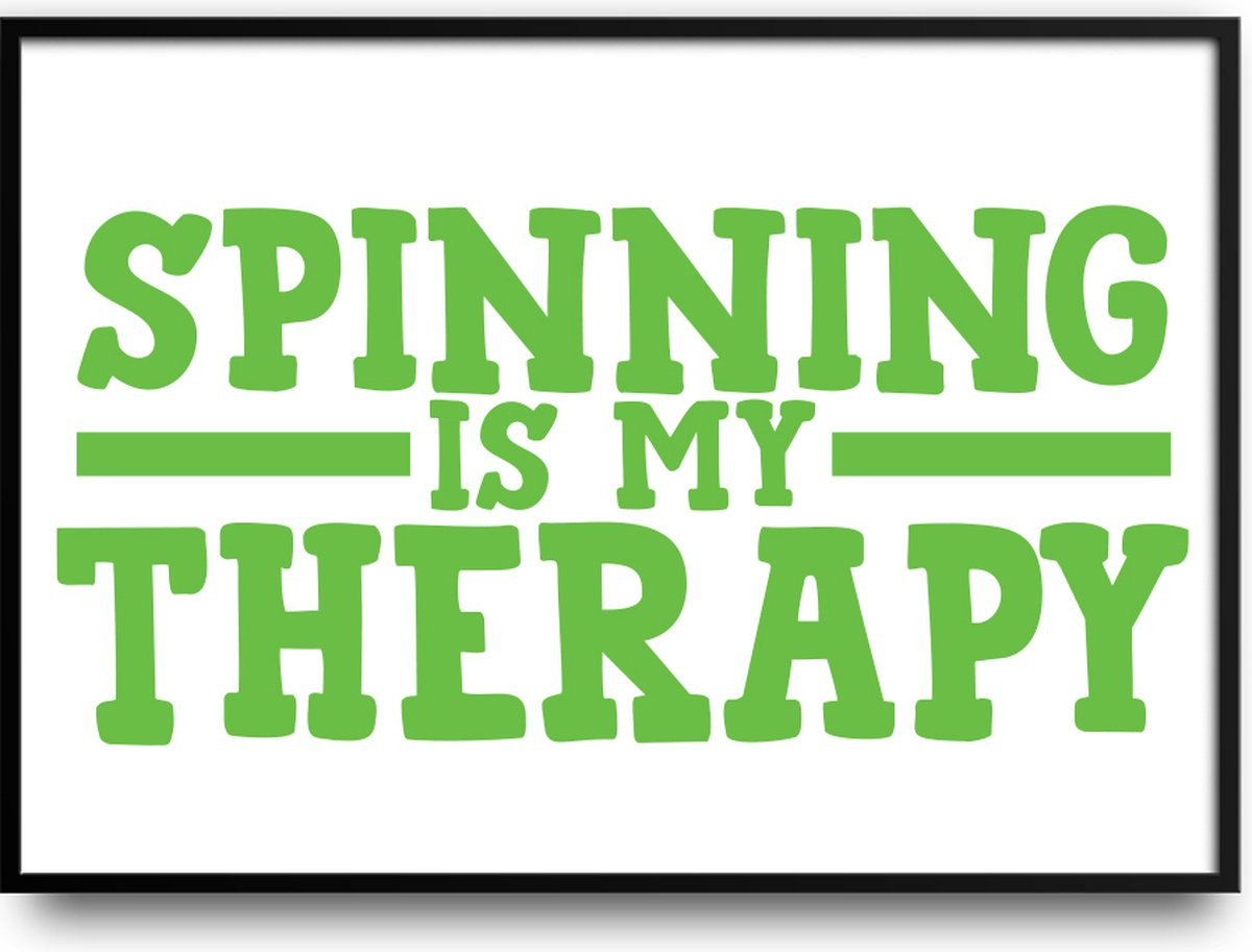 Grappige poster Spinning is my therapy fotolijst met glas, 50 x 40 cm