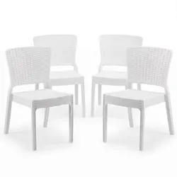 Mod. ANTARES 4er-Set weiße Outdoor-Stühle für Garten, Bar, Terrasse, Restaurant, elegantes Design