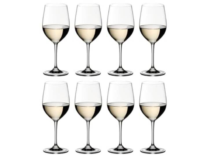 RIEDEL Weißweinglas-Set, Vorteilsset, 8-teilig, für Weißweine wie Chardonnay und Viognier, 350 ml, Kristallglas, Vinum, 7416/05