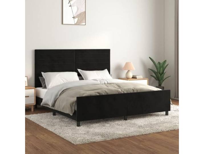 YNGBHFNOP Samt Höhenverstellbar Schlafzimmer Bettgestell 180x200 cm Schwarz Bettgestell mit Kopfteil Schwarz 180x200 cm Samt Polsterbett Höhenverstellbar Luxus Doppelbett mit Bettkastenfunktion Stabile